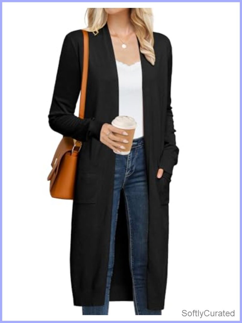 Womens Lightweight Long Cardigan Sweater Open Front Maxi Duster Coat with